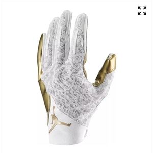 Nike Jordan Vapor Knit 4.0 Metallic Football Receiver Gloves White Gold Size L